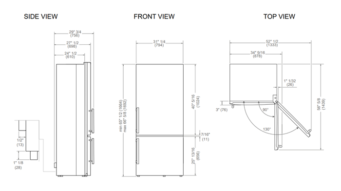 31 inch Freestanding Bottom Mount Refrigerator with Ice Maker | Bertazzoni